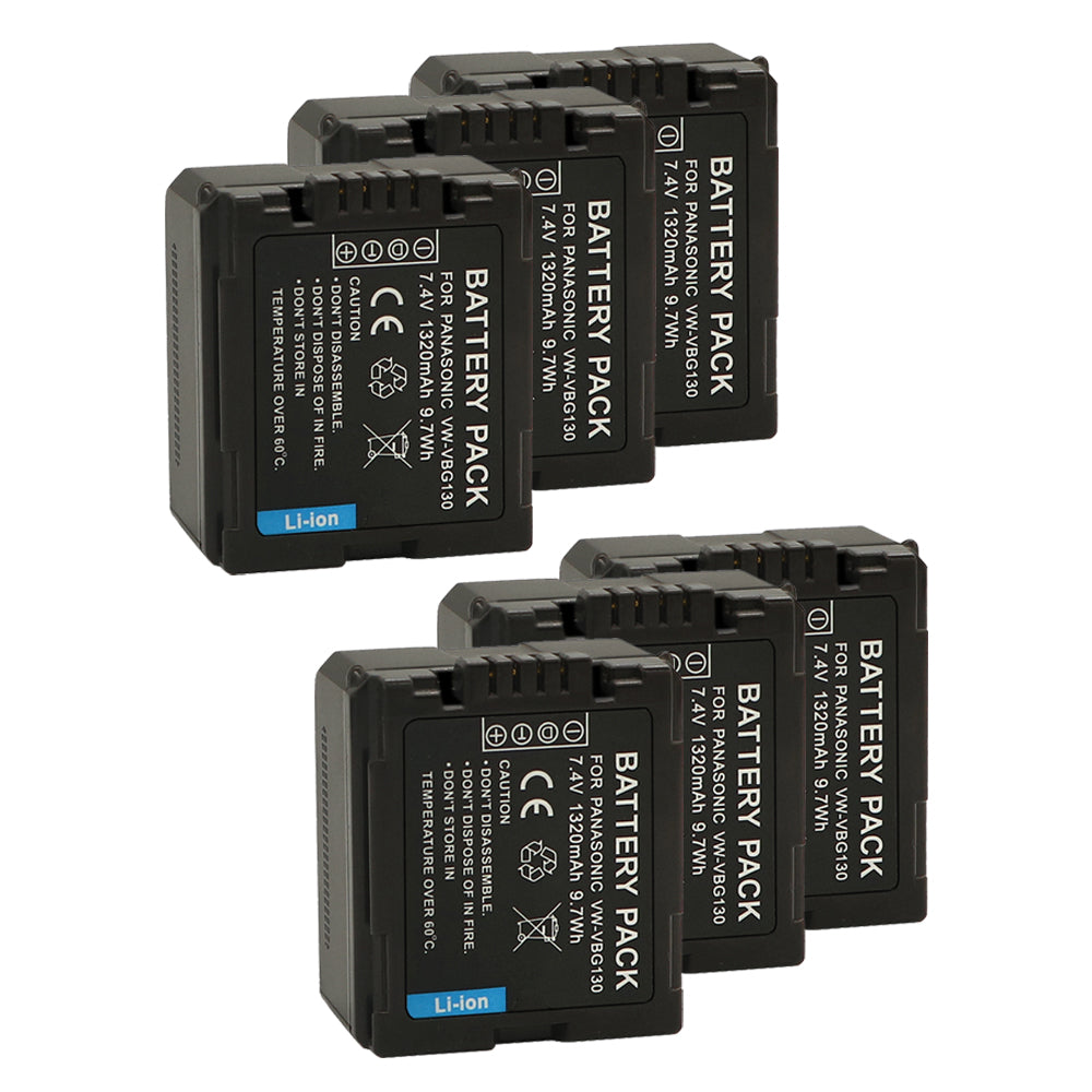 For Panasonic VW-VBG130 Battery Replacement Lumix DMC-L10, HDC-HS250, HDC-HS300, HDC-HS700, HDC-SD10, HDC-SD600, HDC-SD700, HDC-SDT750, HDC-TM10, HDC-TM15 1320mAh Camera Batteries