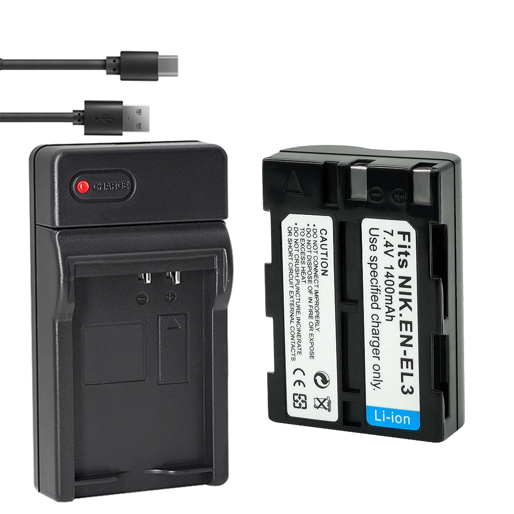 EN-EL3e EN-EL3 EN-EL3a Camera Battery Charger Compatible with Nikon D100,D100 SLR,D200,D300,D300s,D50,D70,D70s,D80,D90,DSLR D700,E880，MH-18, MH-18a, MH-19