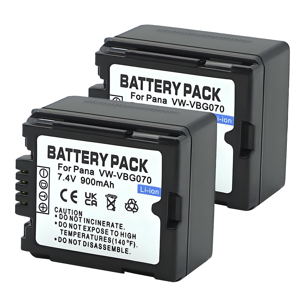 For Panasonic VW-VBG070 VW-VBG130 VWVBG260 Battery Replacement SDR-H40, SDR-H80 Series, HDC-HS700, TM700, HS300, TM300, HS250, SD20, HS20, 900mAh Camera Batteries