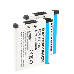 Replacement NB-11L Lithium-Ion Battery and Charger for Canon Powershot Cameras  VIV-CB-11LH Li-On Battery for Canon NB-11LH 900Mah (Black) (Pack of 2)