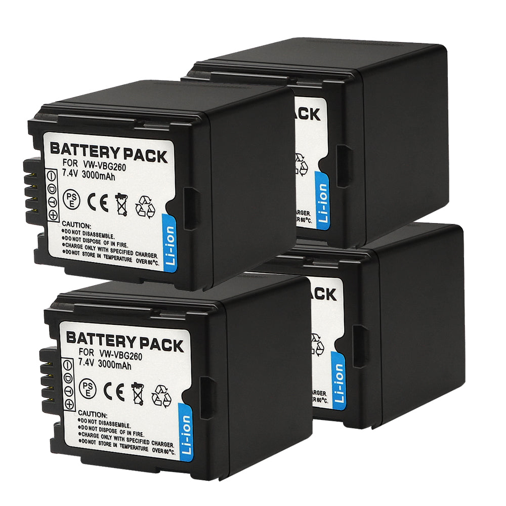 For Panasonic VW-VBG260 Battery Replacement  VW-VBG070, VW-VBG130, VW-VBG130-K, VW-VBG130PPK, VW-VBG260, VW-VBG260-K, VW-VBG260PPK, DMW-BLA13, DMW-BLA13A  3000mAh Camera Batteries