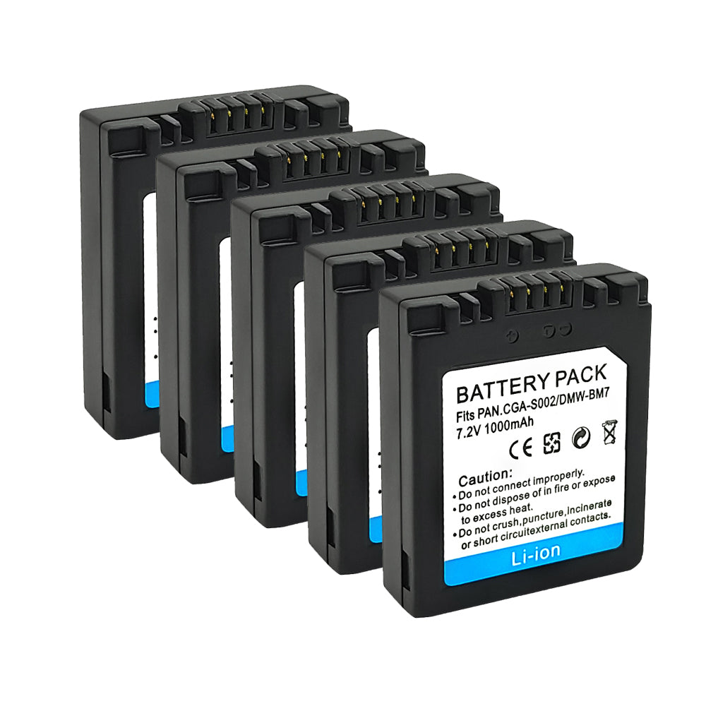 For Panasonic CGA-S002, CGA-S002A Battery DMW-BM7 DMC-FZ1, DMC-FZ2 1000mAh Camera Batteries