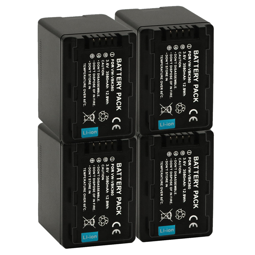 For Panasonic VW-VBK360 Battery Replacement SDR-S50K, SDR-S50N, SDR-S50P, SDR-S50PC 3580mAh Camera Batteries