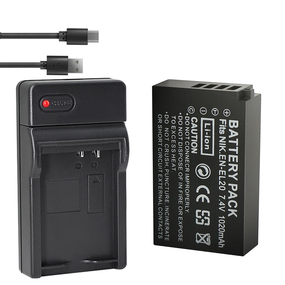 ENEL20, EN-EL20a Batteries and USB Battery Charger for Nikon Coolpix P950, P1000, DL24-500, Coolpix A, 1 AW1, 1 J1, 1 J2, 1 J3, 1 S1, 1 V3 Digital Camera