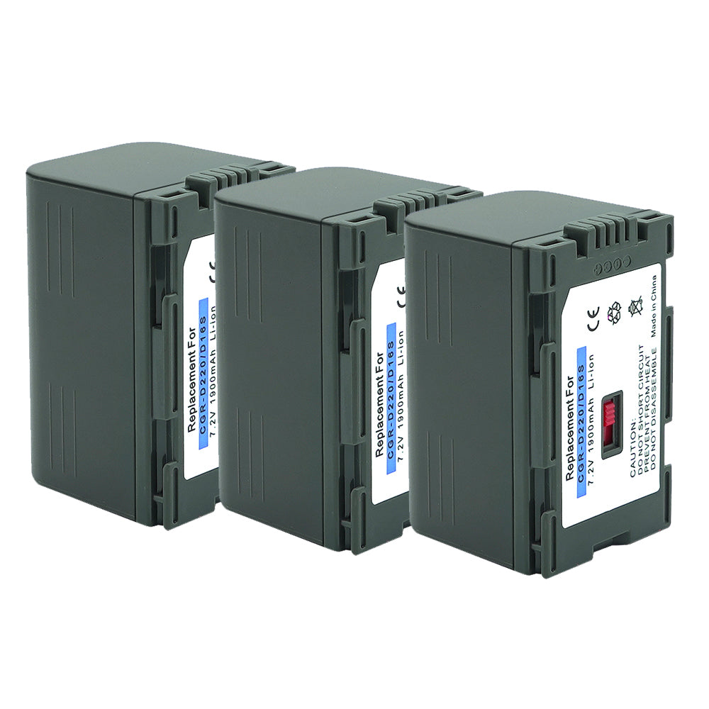 For Panasonic D16S/D220 CGR-D28 Battery  Cga Cgr-d08 D16 D08s D16s D28s 1900mAh Camera Batteries