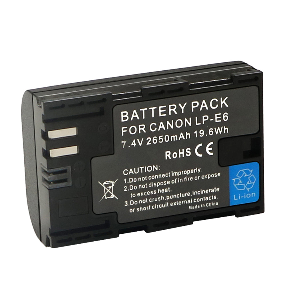 2-Pack of LP-E6N Batteries and Battery Charger for Canon EOS R, 90D, 60D, 70D, 80D, 5D II, III, IV, 6D, 7D, 7D Mark II, XC10, XC15 Cameras