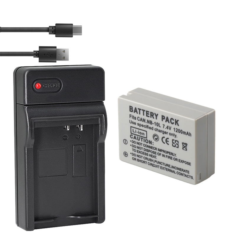 Canon NB-10L Rechargeable Lithium-Ion Battery + Charger for SX40 HS Digital Camera XTNB10L 1550mAh Lithium Ion Replacement Battery for Canon NB-10L