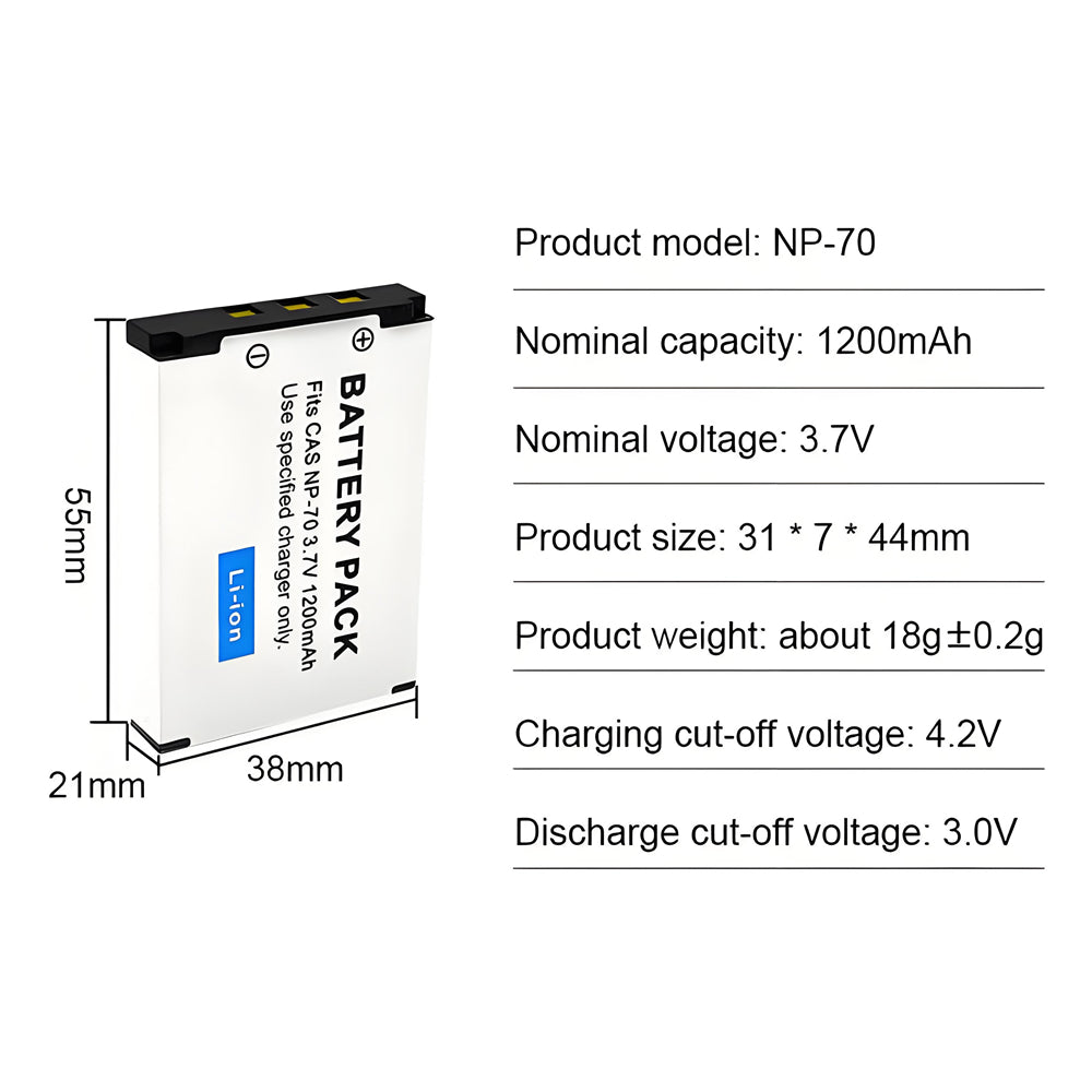 For Casio NP70 NP-70 CNP70 Battery BC-70L Exilim Zoom EX-Z150 EX-Z155 EX-Z250 1200mAh Camera Batteries