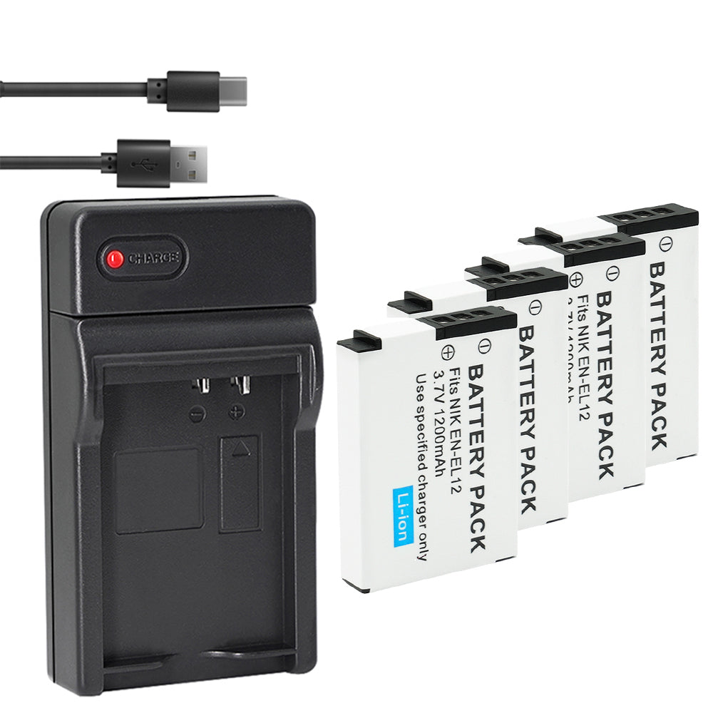 Battery (X2) & LCD Slim USB Charger for EN-EL12, ENEL12, MH-65 Coolpix S9900, S9700, AW120, S9500, AW110, S70, S9600, S6300, S6200, S8100, S9100, S800c, S31 Digital Cameras + More