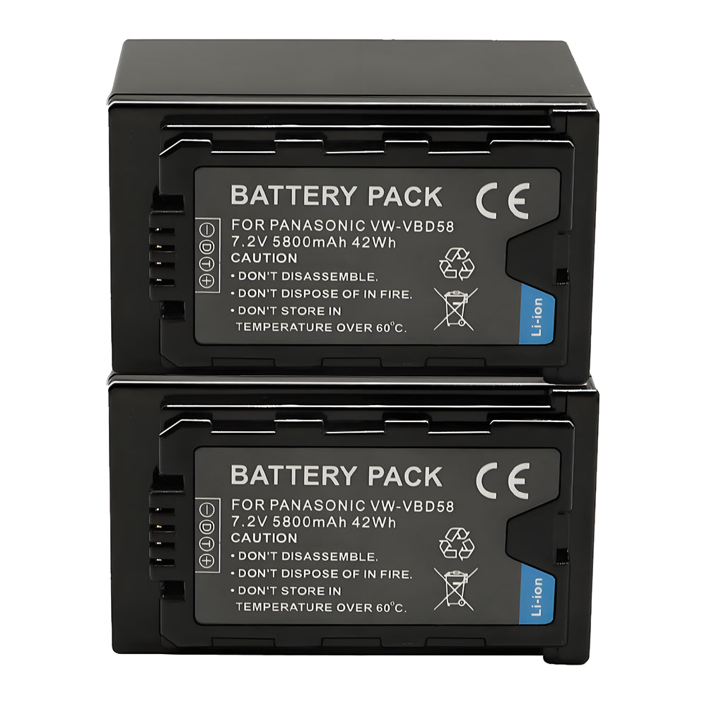 For Panasonic VW-VBD58 VBR59 Battery AG-VBR59, BGH1, HC-X1, HC-X1500, HC-X2000, AG-CX10, AG-CX350, AG-UX180, 5800mAh Camera Batteries
