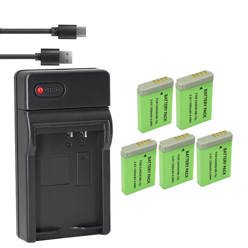 2-Pack of NB-13L Batteries and  Battery Charger for Canon PowerShot SX740 HS, G1 X Mark III, G5 X, G5 X Mark II, G7 X, G7 X Mark II, G7 X Mark III, G9 X, G9 X Mark II, SX620 HS, SX720 HS Camera