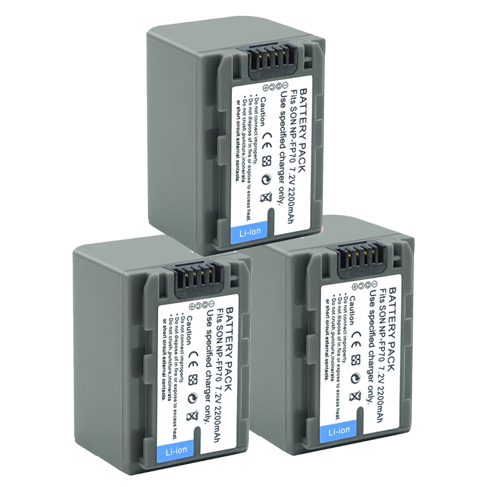 For Sony NP-FP70 NP-FP71 Battery BC-TRP/TRH/TRV, BC-VH1, AC-VQH10 DCR-DVD103 2200 mAh Camera Batteries