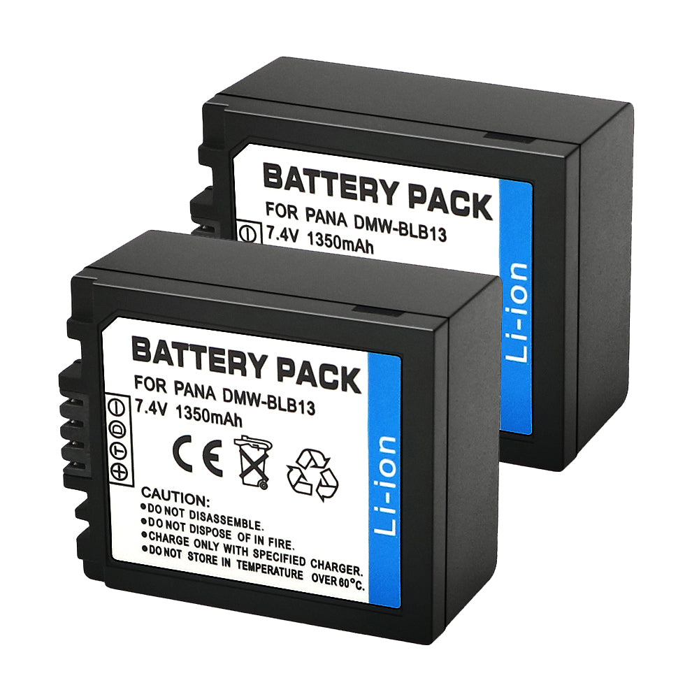 For Panasonic DMW-BLB13 Battery  Lumix DMC-G1, DMC-G2, DMC-G10, DMC-GF1, DMC-GH1 1350mAh Camera Batteries