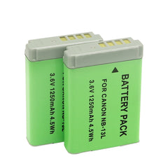 2-Pack of NB-13L Batteries and  Battery Charger for Canon PowerShot SX740 HS, G1 X Mark III, G5 X, G5 X Mark II, G7 X, G7 X Mark II, G7 X Mark III, G9 X, G9 X Mark II, SX620 HS, SX720 HS Camera